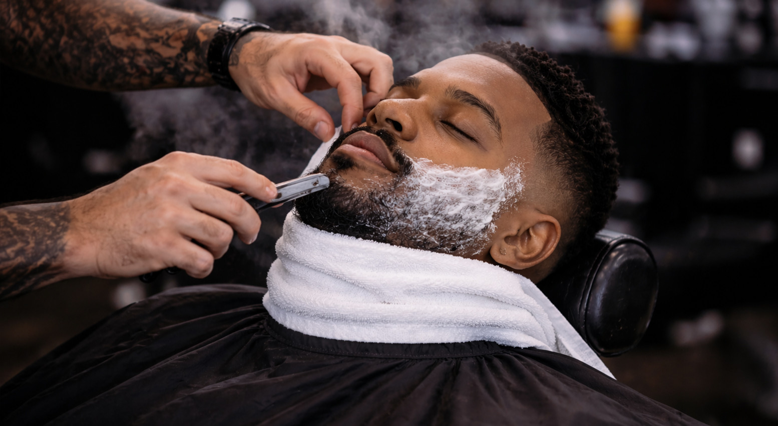 Hot towel straight-razor shave